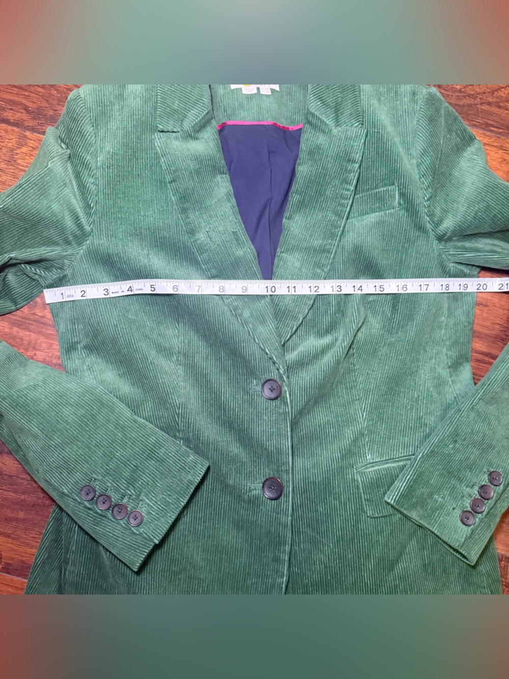 Boden Green Corduroy Suit Set Size 10R Blazer 8R Pants Dark Academia Office Wear - Picture 16 of 16